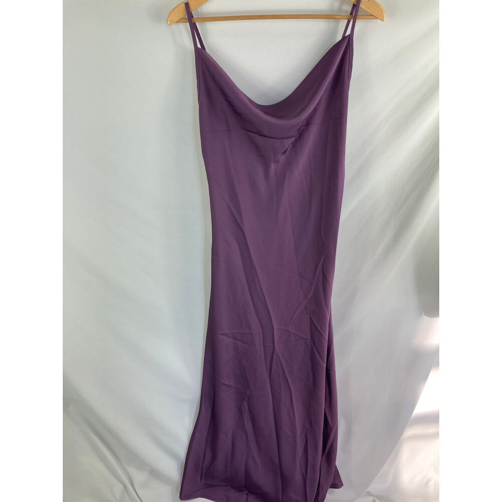 Shein Satin Purple Sleeveless Scoop Neck Maxi Dress Size Large